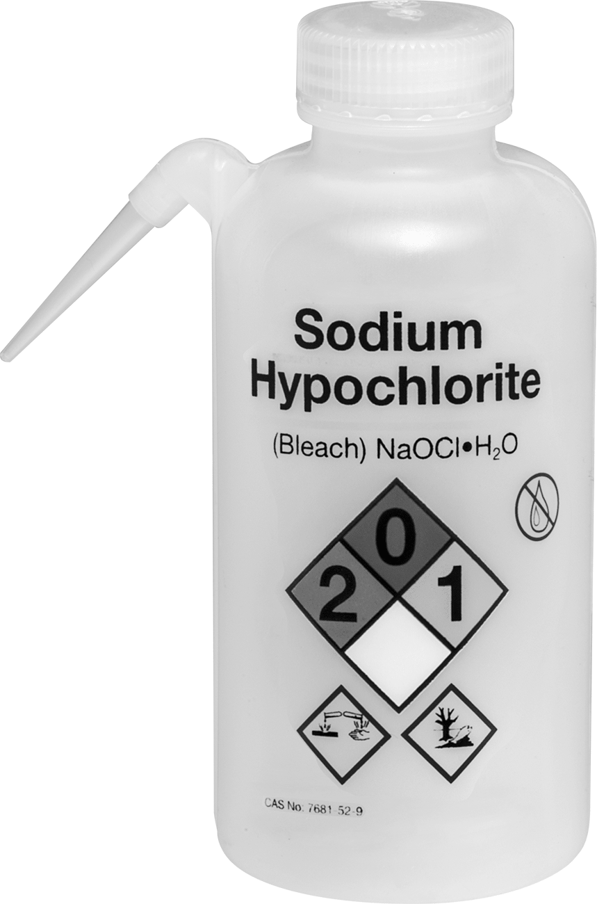 Ayrı Açılı Nozullu Sıkma Şişesi, NFPA Elmas, (Çamaşır Suyu), 16 FL. oz Kapasite, 6-7/8" Yükseklik