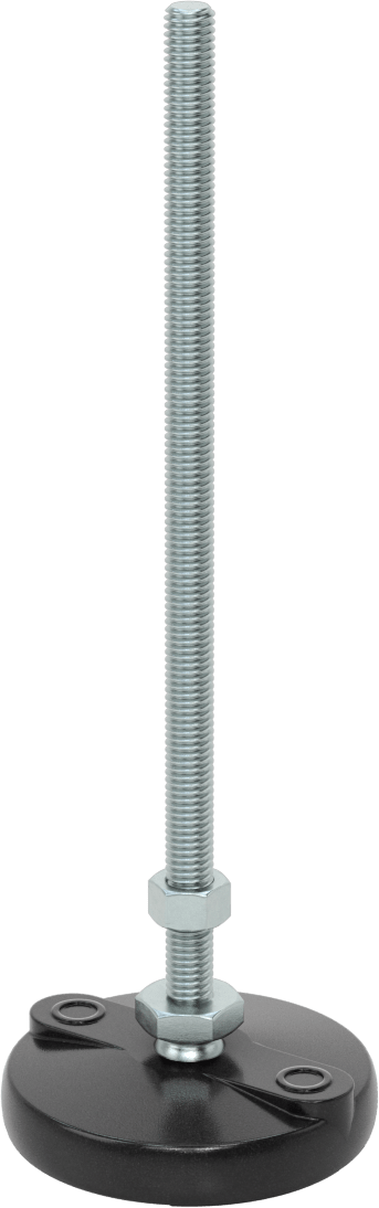 Sabit Dönen Seviyeleme Montajı, 8“ Uzunlukta 3/8”-16 Dişli Saplama ve 3" Çaplı Taban ile