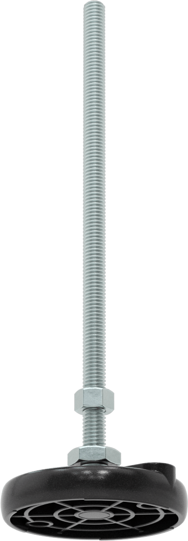 Sabit Dönen Seviyeleme Montajı, 8“ Uzunlukta 3/8”-16 Dişli Saplama ve 3" Çaplı Taban ile
