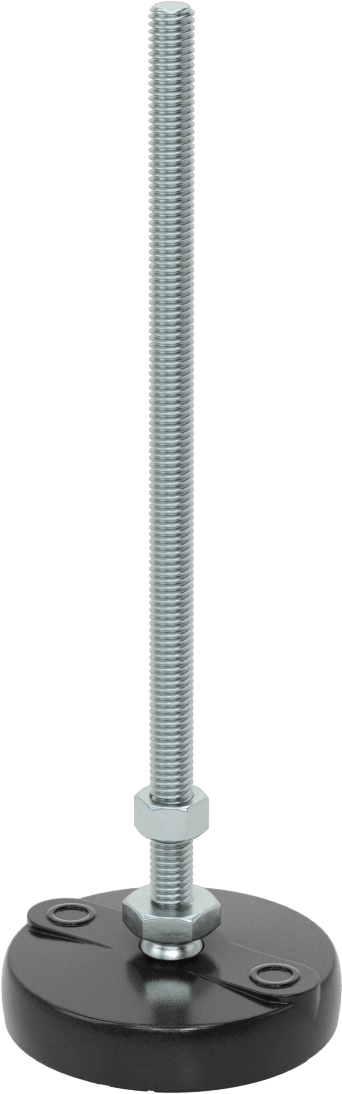 Sabit Dönen Seviyeleme Montajı, Yastıklı, 8“ Uzun 3/8”-16 Dişli Saplama ve 3" Çaplı Taban