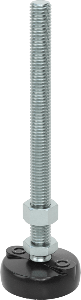 Sabit Dönen Seviyeleme Montajı, Yastıklı, 6“ Uzunlukta 1/2”-13 Dişli Saplama ve 2" Çaplı Taban