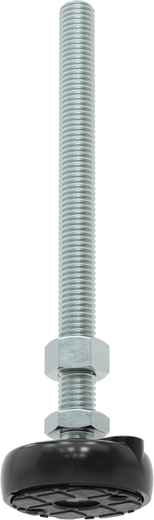 Sabit Dönen Seviyeleme Montajı, Yastıklı, 6“ Uzunlukta 1/2”-13 Dişli Saplama ve 2" Çaplı Taban