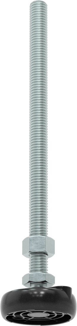 Sabit Dönen Seviyeleme Montajı, 8“ Uzunlukta 1/2”-13 Dişli Saplama ve 2" Çapında Taban ile