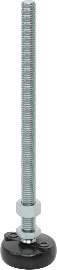 Sabit Dönen Seviyeleme Montajı, 8“ Uzunlukta 1/2”-13 Dişli Saplama ve 2" Çapında Taban ile