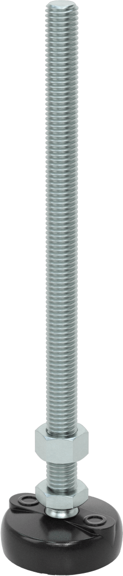 Sabit Dönen Seviyeleme Montajı, Yastıklı, 8“ Uzunlukta 1/2”-13 Dişli Saplama ve 2" Çapında Taban