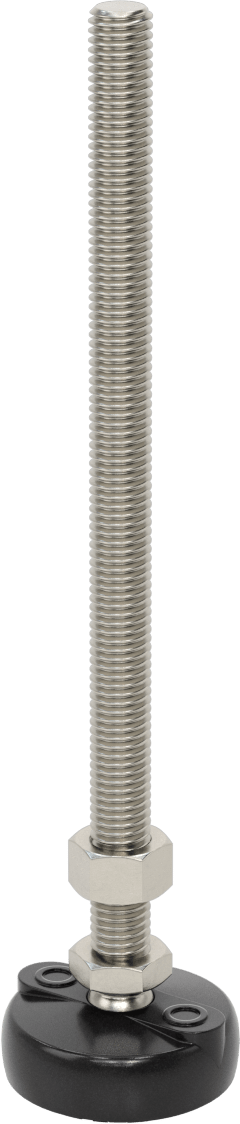 Sabit Dönen Seviyeleme Montajı, Yastıklı, 8“ Uzunlukta 1/2”-13 Dişli Saplama ve 2" Taban Çapı