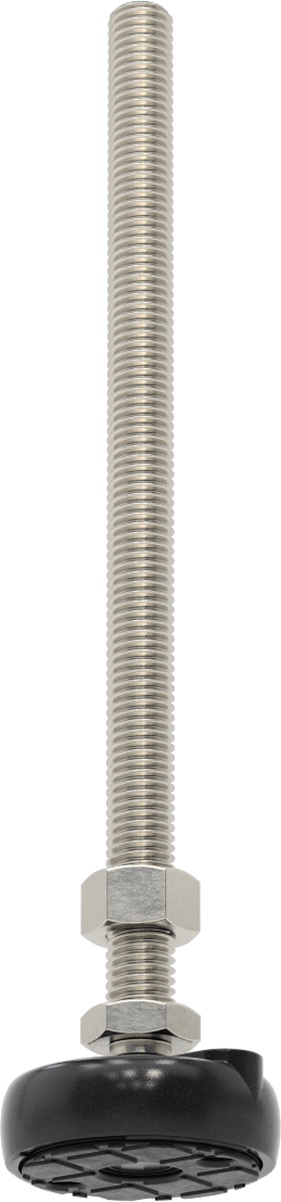 Sabit Dönen Seviyeleme Montajı, Yastıklı, 8“ Uzunlukta 1/2”-13 Dişli Saplama ve 2" Taban Çapı