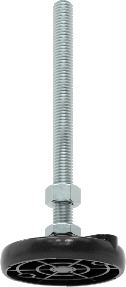 Sabit Dönen Seviyeleme Montajı, 6“ Uzunlukta 1/2”-13 Dişli Saplama ve 3" Çaplı Taban ile
