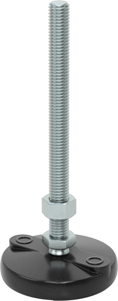 Sabit Dönen Seviyeleme Montajı, 6“ Uzunlukta 1/2”-13 Dişli Saplama ve 3" Çaplı Taban ile