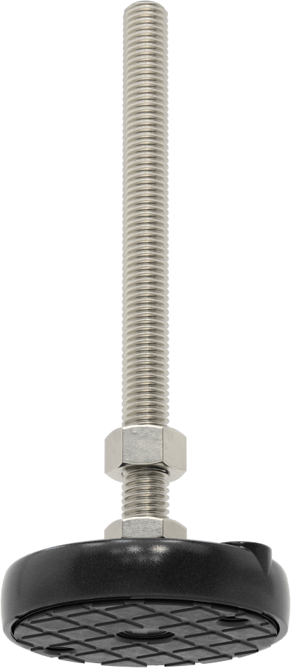 Sabit Dönen Seviyeleme Montajı, Yastıklı, 6“ Uzunluk, 1/2”-13 Dişli Saplama ve 3" Taban Çapı