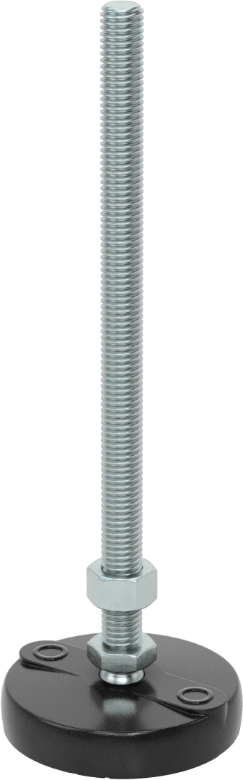 Sabit Dönen Seviyeleme Montajı, Yastıklı, 8“ Uzun 1/2”-13 Dişli Saplama ve 3" Çaplı Taban