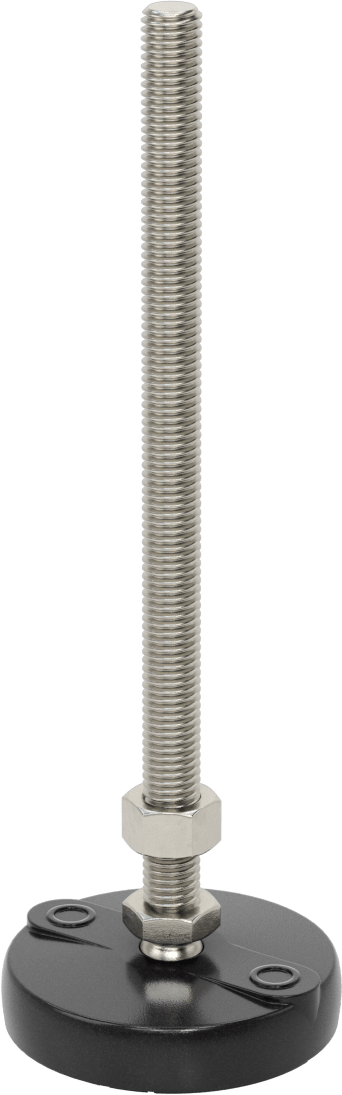 Sabit Dönen Seviyeleme Montajı, Yastıklı, 8“ Uzunluğunda 1/2”-13 Dişli Saplama ve 3" Taban Çapı