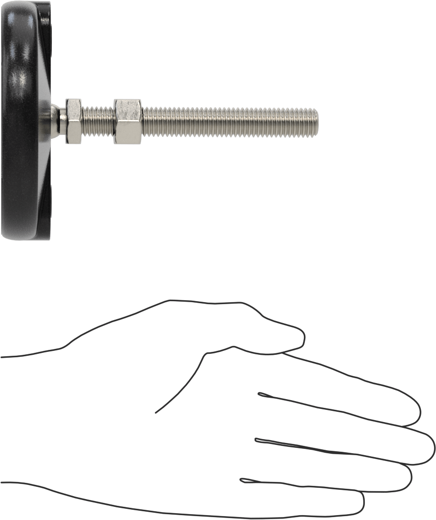 Sabit Dönen Seviyeleme Montajı, 4“ Uzunluğunda 1/2”-13 Dişli Saplamalı ve 4" Taban Çaplı