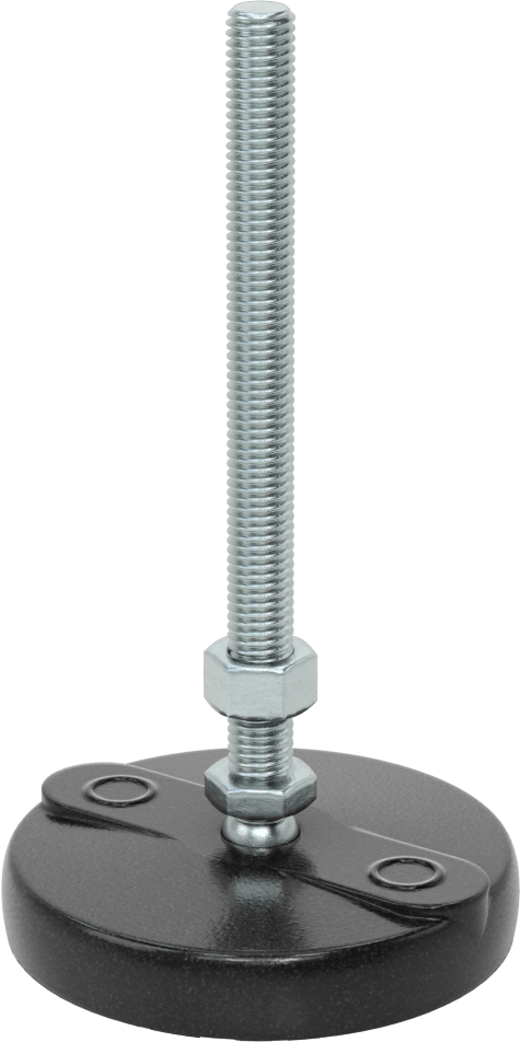 Sabit Dönen Seviyeleme Montajı, Yastıklı, 6“ Uzunluk 1/2”-13 Dişli Saplama ve 4" Çaplı Taban