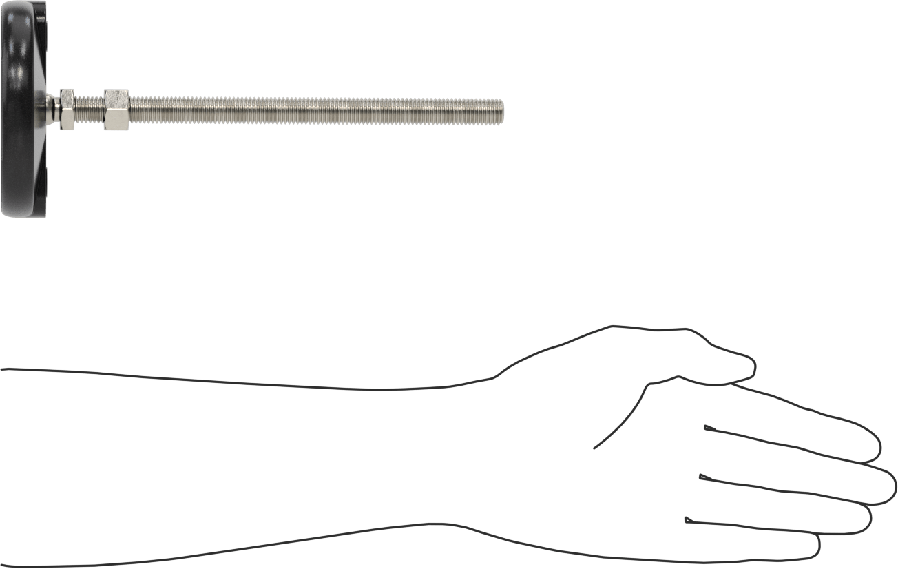 Sabit Dönen Seviyeleme Montajı, 8“ Uzunlukta 1/2”-13 Dişli Saplama ve 4" Taban Çaplı