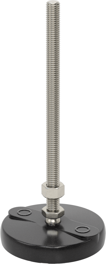 Sabit Dönen Seviyeleme Montajı, Yastıklı, 8“ Uzunluk 1/2”-13 Dişli Saplama ve 4" Taban Çapı