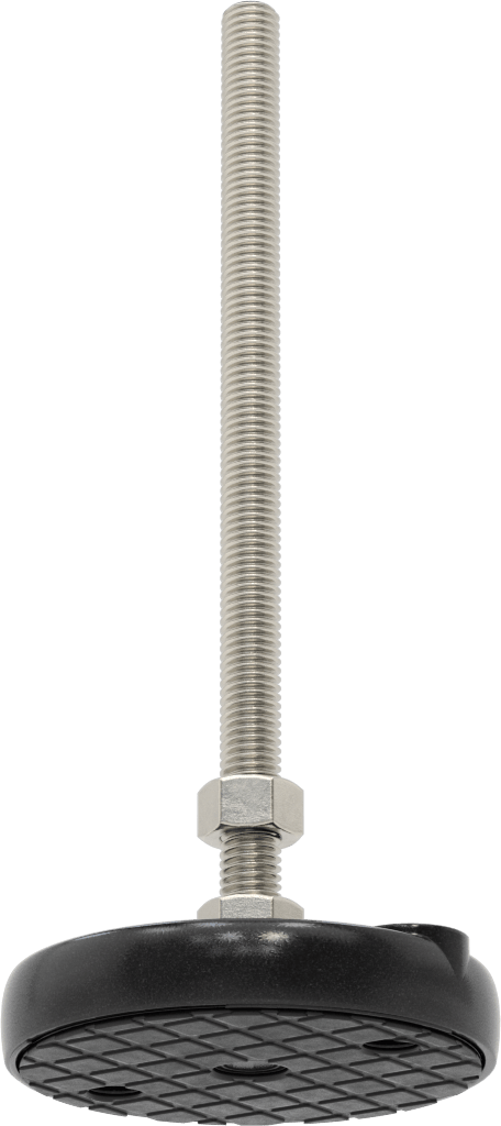Sabit Dönen Seviyeleme Montajı, Yastıklı, 8“ Uzunluk 1/2”-13 Dişli Saplama ve 4" Taban Çapı