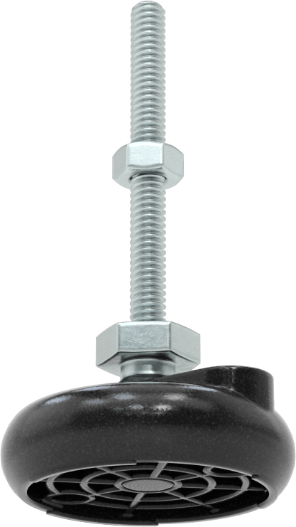 Sabit Dönen Seviyeleme Montajı, 2-1/2“ Uzunlukta 1/4”-20 Dişli Saplama ve 2" Çapında Taban ile