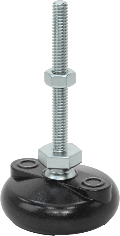 Sabit Dönen Seviyeleme Montajı, 2-1/2“ Uzunlukta 1/4”-20 Dişli Saplama ve 2" Çapında Taban ile