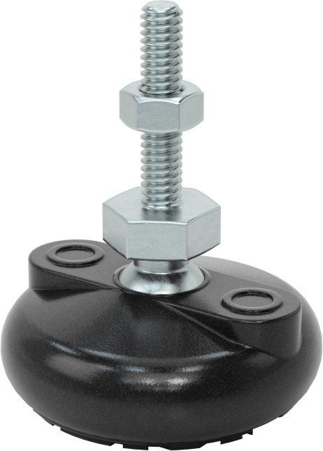 Sabit Dönen Seviyeleme Montajı, Yastıklı, 1-1/4“ Uzunlukta 1/4”-20 Dişli Saplama ve 2" Çaplı Taban