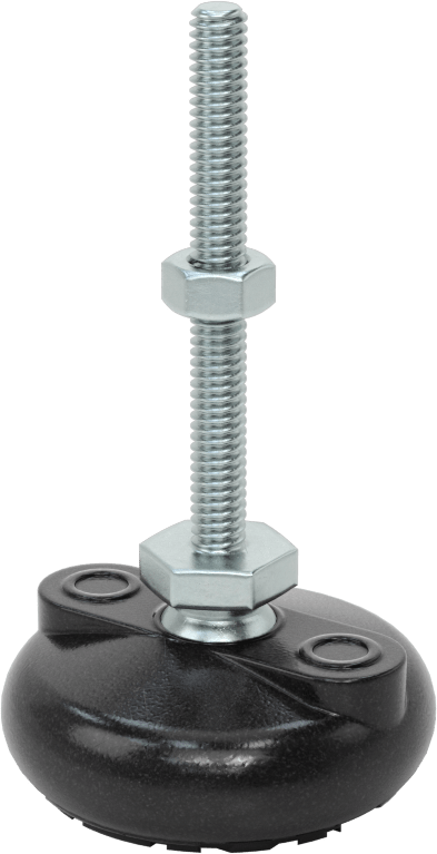 Sabit Dönen Seviyeleme Montajı, Yastıklı, 2-1/2“ Uzunlukta 1/4”-20 Dişli Saplama ve 2" Çaplı Taban