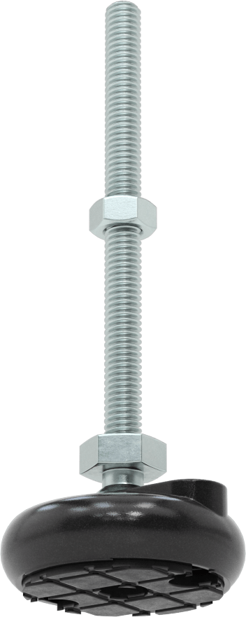 Sabit Dönen Seviyeleme Montajı, Yastıklı, 4“ Uzunlukta 5/16”-18 Dişli Saplama ve 2" Çapında Taban