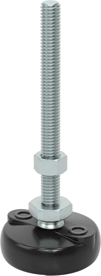 Sabit Dönen Seviyeleme Montajı, 4“ Uzunlukta 3/8”-16 Dişli Saplama ve 2" Çapında Taban ile