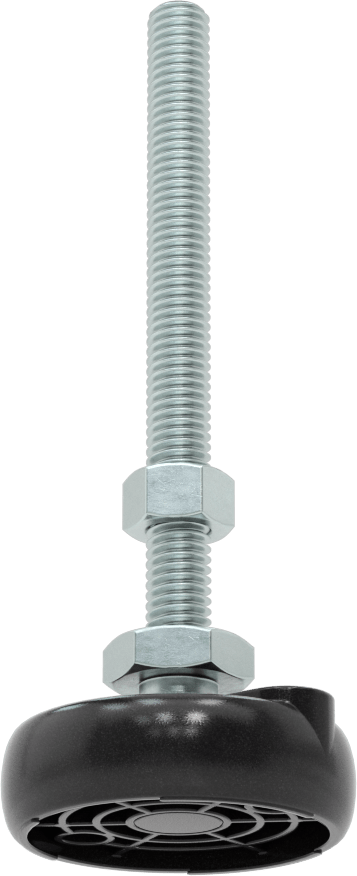 Sabit Dönen Seviyeleme Montajı, 4“ Uzunlukta 3/8”-16 Dişli Saplama ve 2" Çapında Taban ile