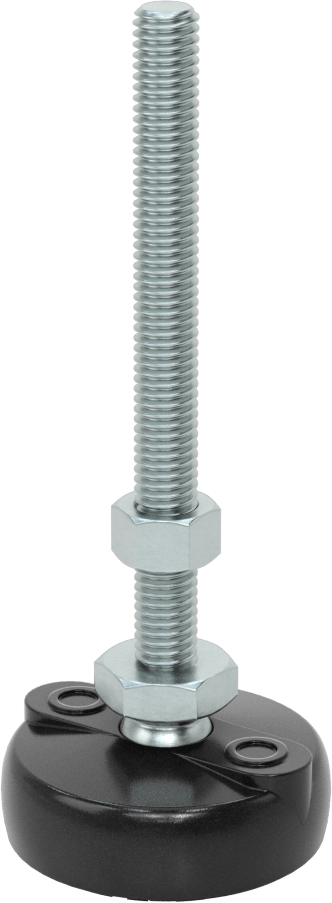 Sabit Dönen Seviyeleme Montajı, Yastıklı, 4“ Uzunlukta 3/8”-16 Dişli Saplama ve 2" Çaplı Taban