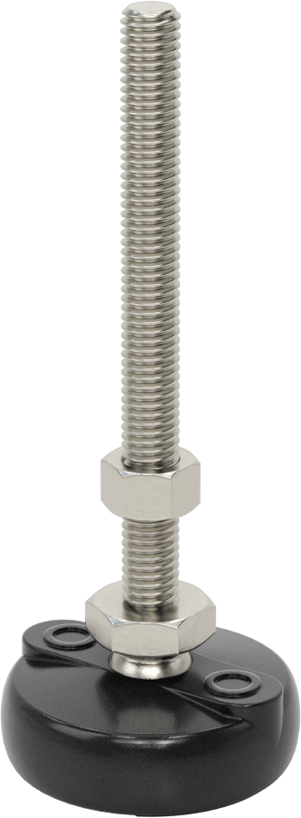 Sabit Dönen Seviyeleme Montajı, 4“ Uzunlukta 3/8”-16 Dişli Saplama ve 2" Taban Çapı ile