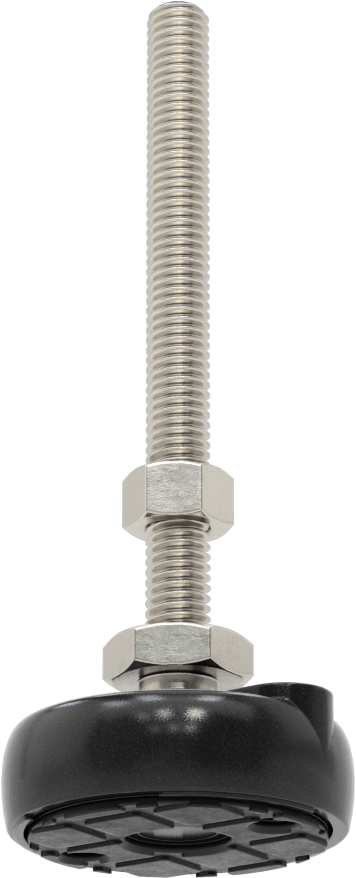 Sabit Dönen Seviyeleme Montajı, Yastıklı, 4“ Uzunlukta 3/8”-16 Dişli Saplama ve 2" Taban Çapı