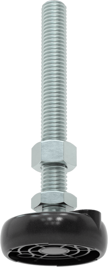 Sabit Dönen Seviyeleme Montajı, 4“ Uzunluğunda 1/2”-13 Dişli Saplama ve 2" Çapında Taban ile