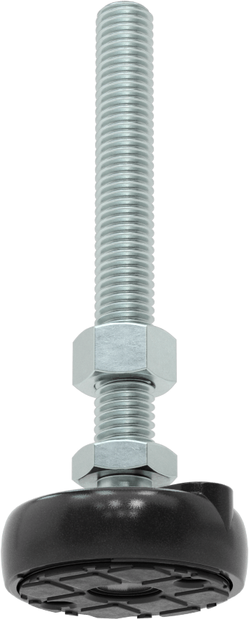 Sabit Dönen Seviyeleme Montajı, Yastıklı, 4“ Uzunlukta 1/2”-13 Dişli Saplama ve 2" Çaplı Taban
