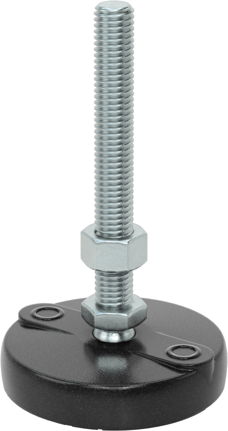 Sabit Dönen Seviyeleme Montajı, Yastıklı, 4“ Uzunlukta 1/2”-13 Dişli Saplama ve 3" Çapında Taban