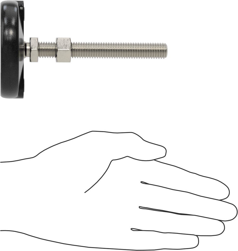 Sabit Dönen Seviyeleme Montajı, 4“ Uzunlukta 1/2”-13 Dişli Saplama ve 3" Taban Çapı ile