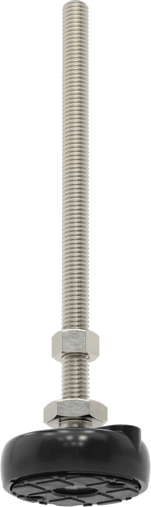 Sabit Dönen Seviyeleme Montajı, Yastıklı, 6“ Uzunlukta 3/8”-16 Dişli Saplama ve 2" Taban Çapı