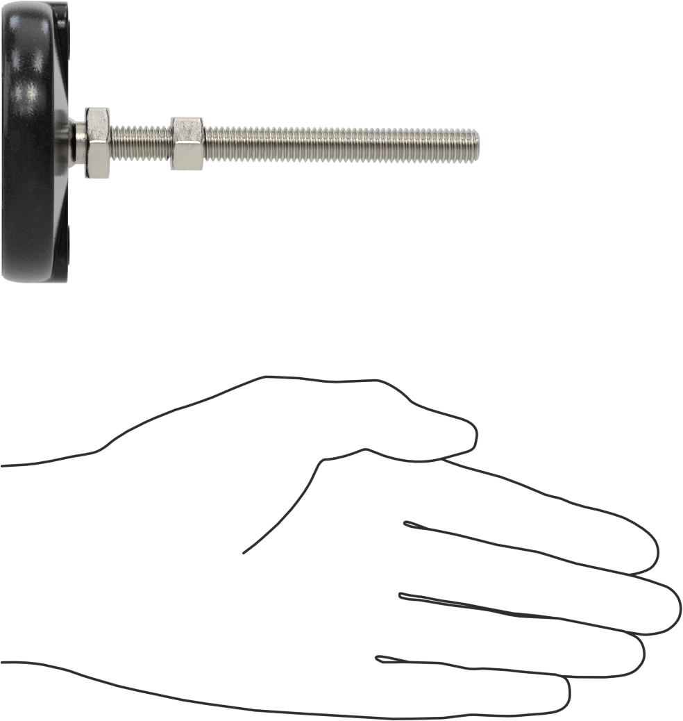 Sabit Dönen Seviyeleme Montajı, 4“ Uzunlukta 3/8”-16 Dişli Saplama ve 3" Taban Çapı ile