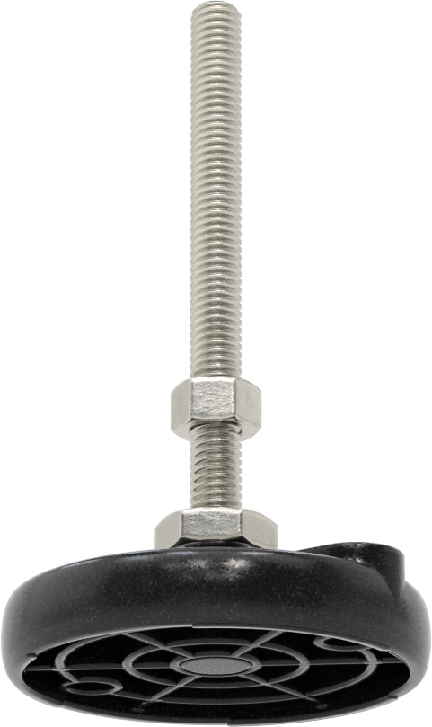 Sabit Dönen Seviyeleme Montajı, 4“ Uzunlukta 3/8”-16 Dişli Saplama ve 3" Taban Çapı ile