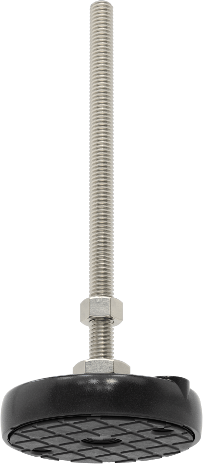 Sabit Dönen Seviyeleme Montajı, Yastıklı, 6“ Uzunluk 3/8”-16 Dişli Saplama ve 3" Taban Çapı