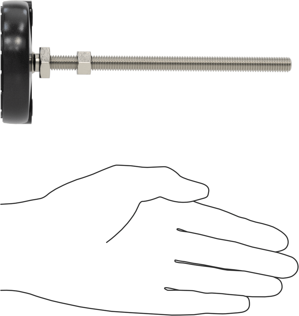 Sabit Dönen Seviyeleme Montajı, Yastıklı, 6“ Uzunluk 3/8”-16 Dişli Saplama ve 3" Taban Çapı