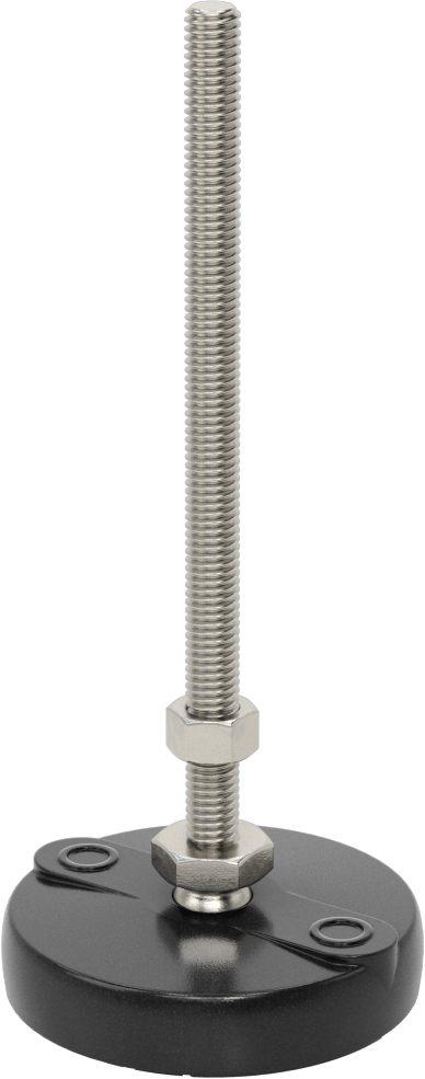 Sabit Dönen Seviyeleme Montajı, Yastıklı, 6“ Uzunluk 3/8”-16 Dişli Saplama ve 3" Taban Çapı