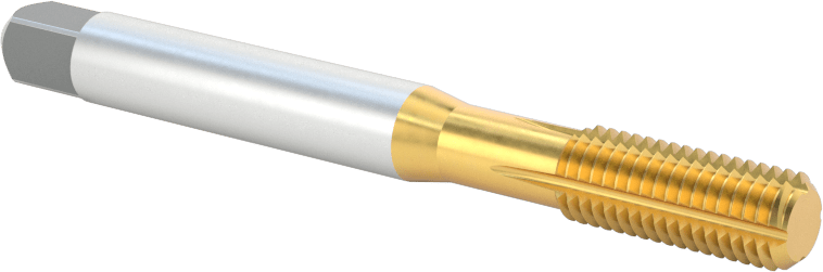 Talaşsız Kılavuz, TiN Kaplamalı Yüksek Hızlı Çelik, Standart Pah, 1/4"-28 Diş Boyutu
