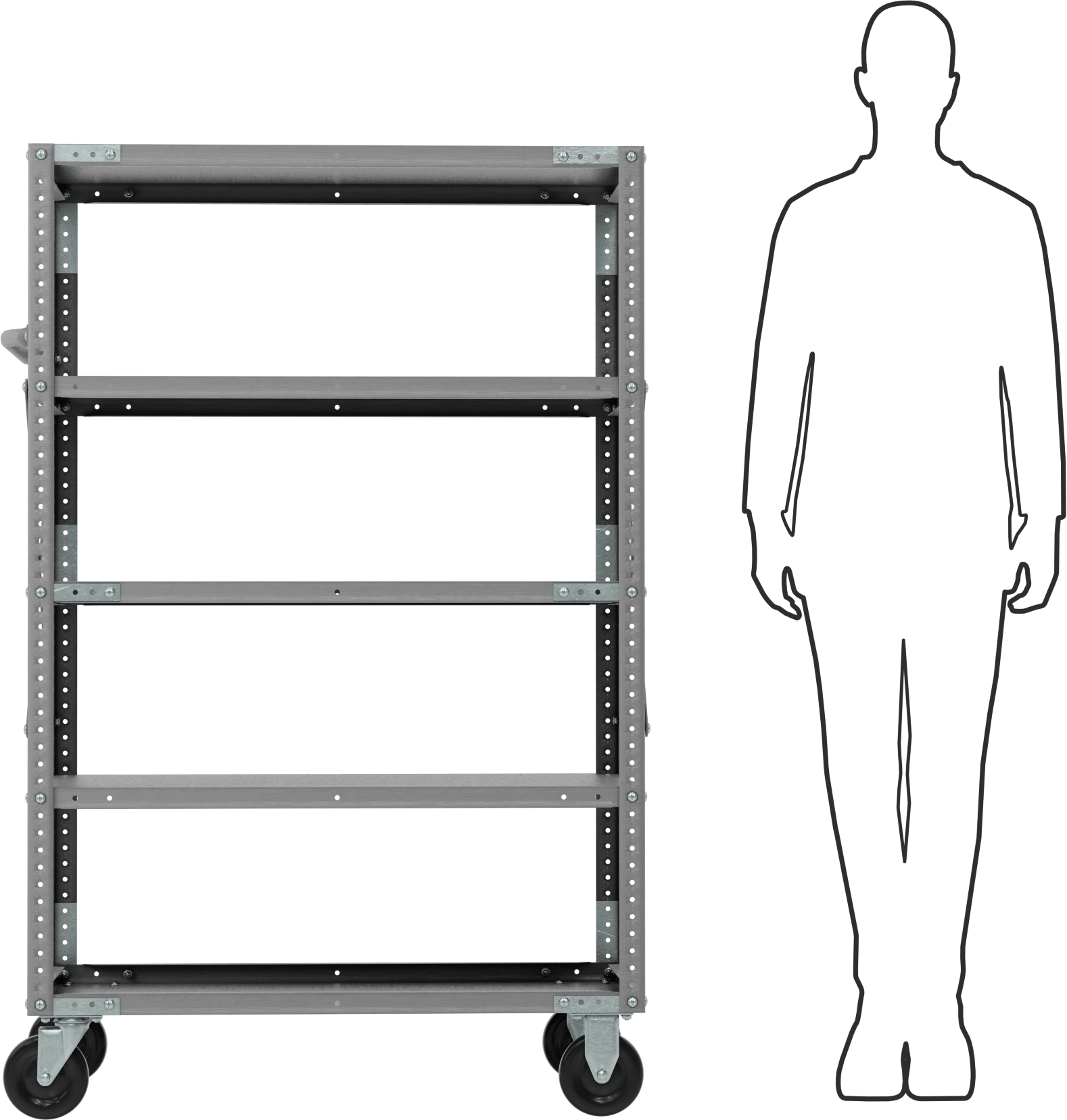 Çıkıntılı Raf, 5 Raflı Açık, 36“ Genişlik x 57” Yükseklik x 24" Derinlik