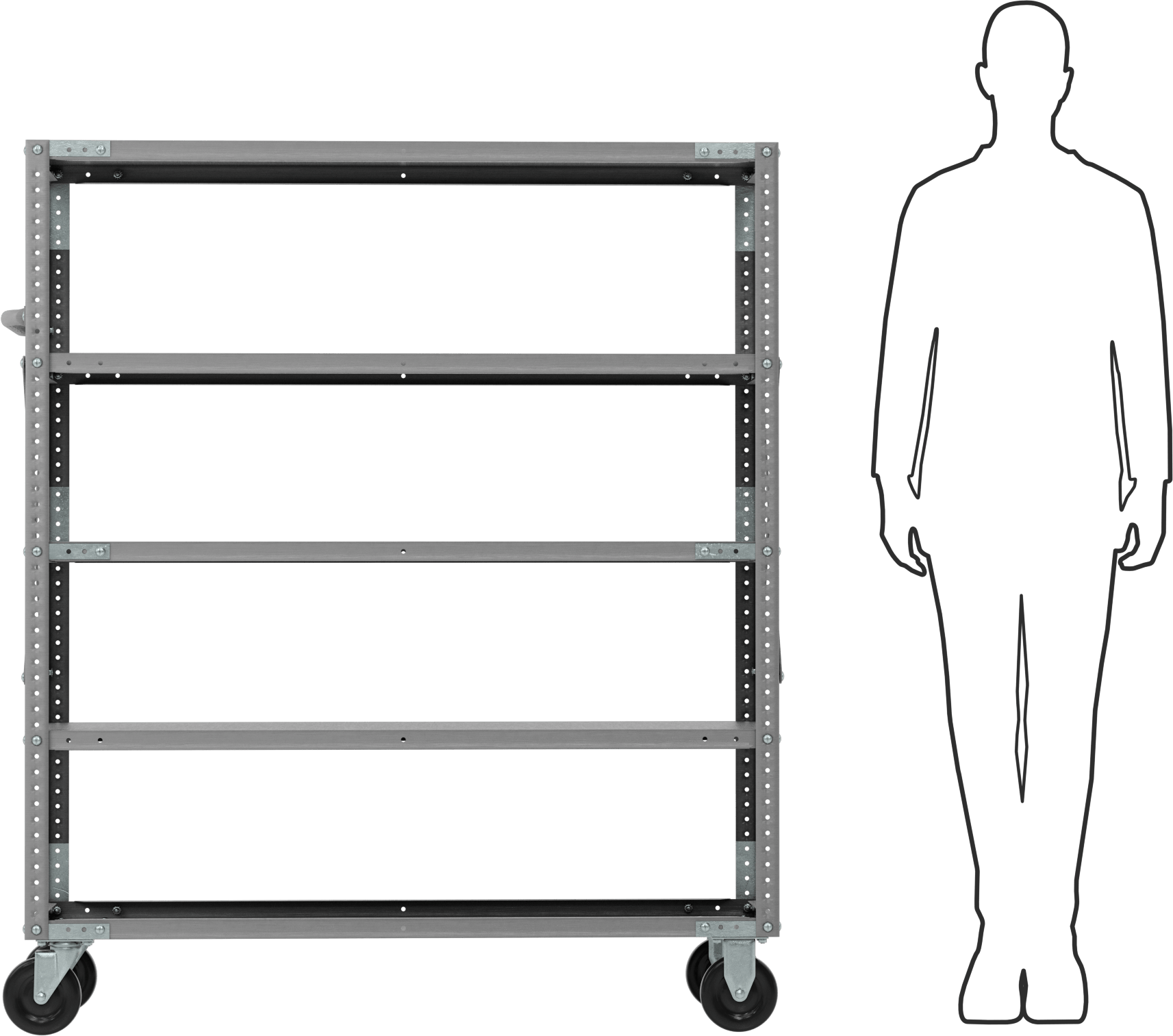 Çıkıntılı Raf, 5 Raflı Açık, 48“ Genişlik x 57” Yükseklik x 18" Derinlik