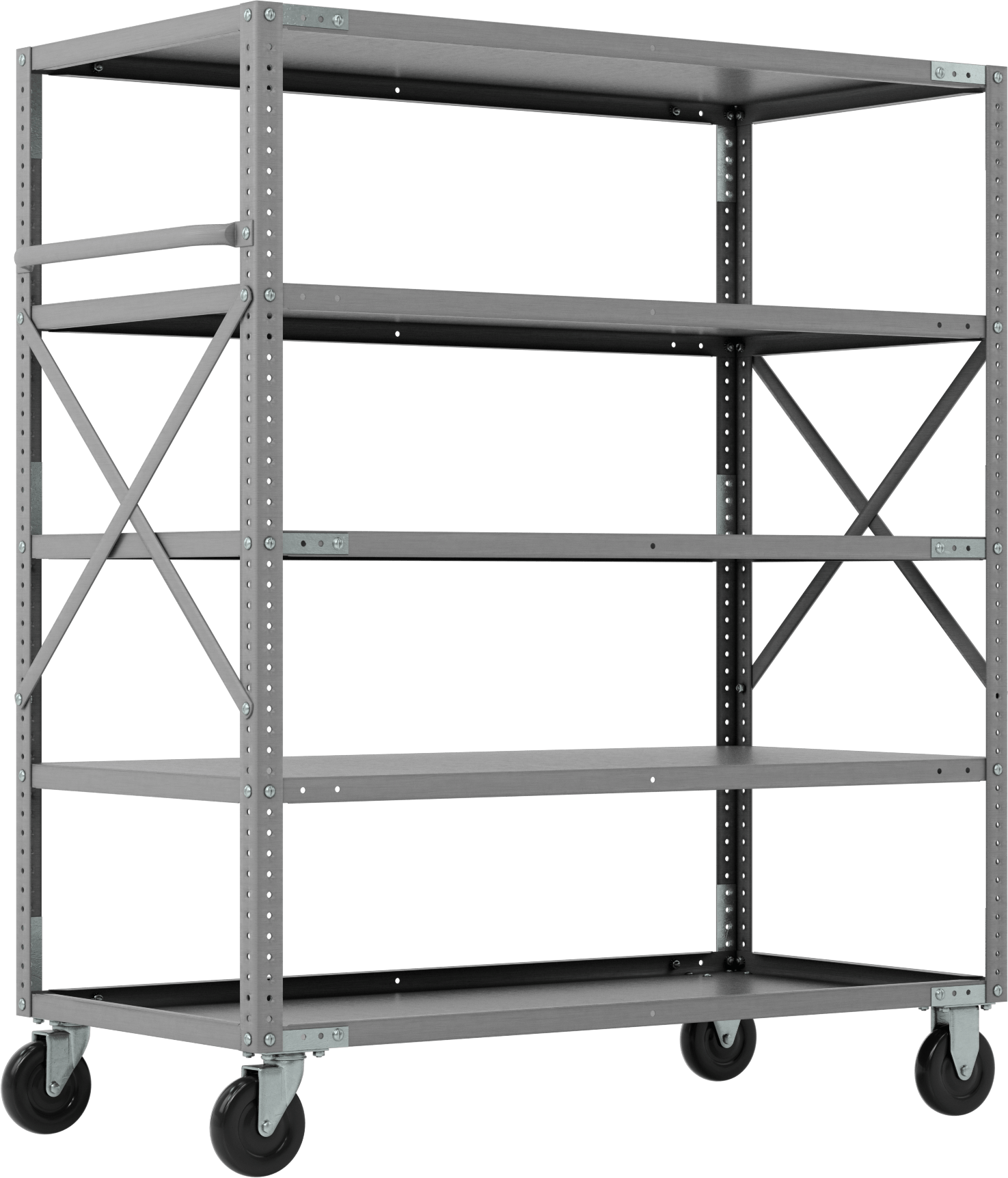 Çıkıntılı Raf, 5 Raflı Açık, 48“ Genişlik x 57” Yükseklik x 24" Derinlik