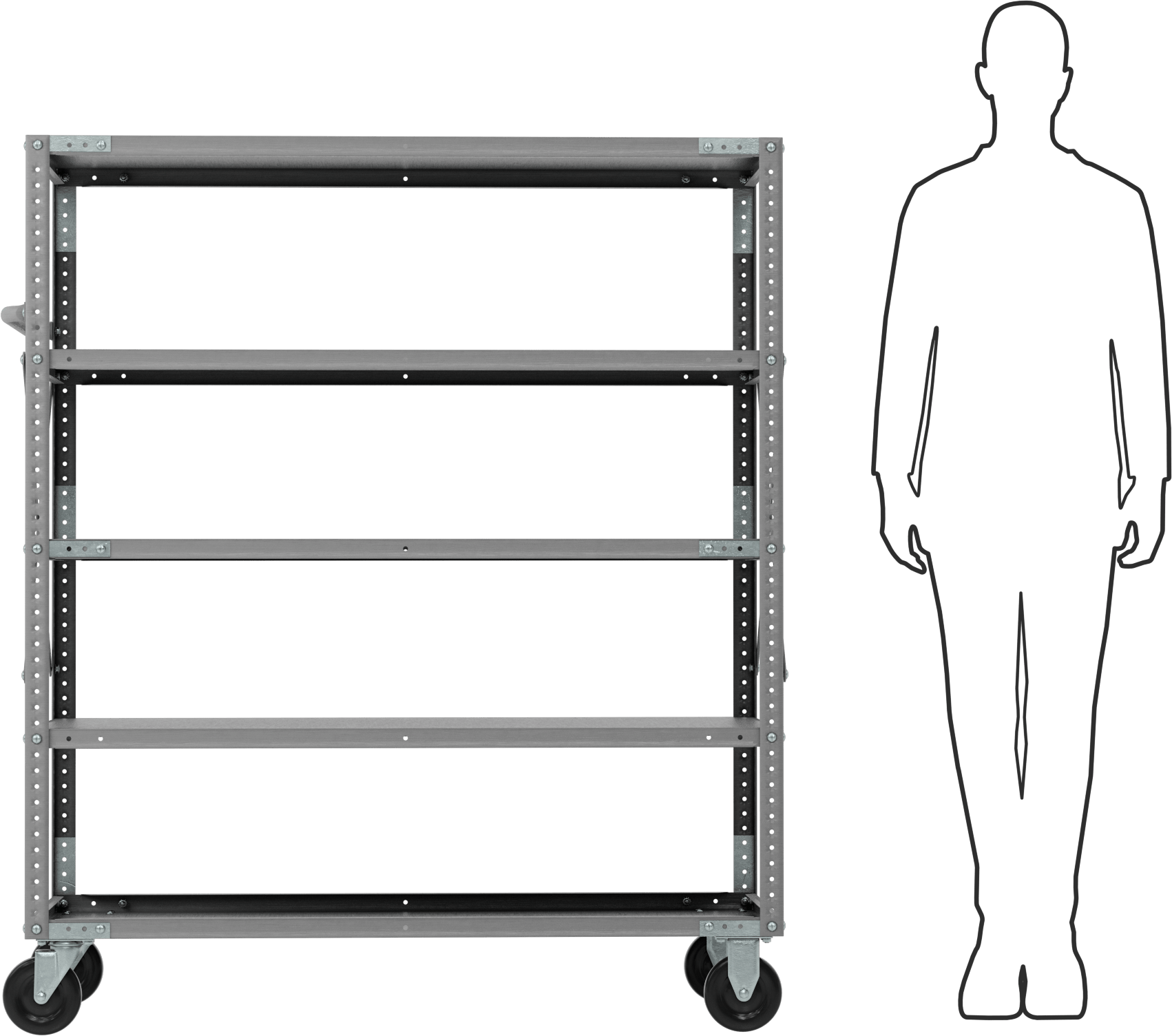 Çıkıntılı Raf, 5 Raflı Açık, 48“ Genişlik x 57” Yükseklik x 24" Derinlik