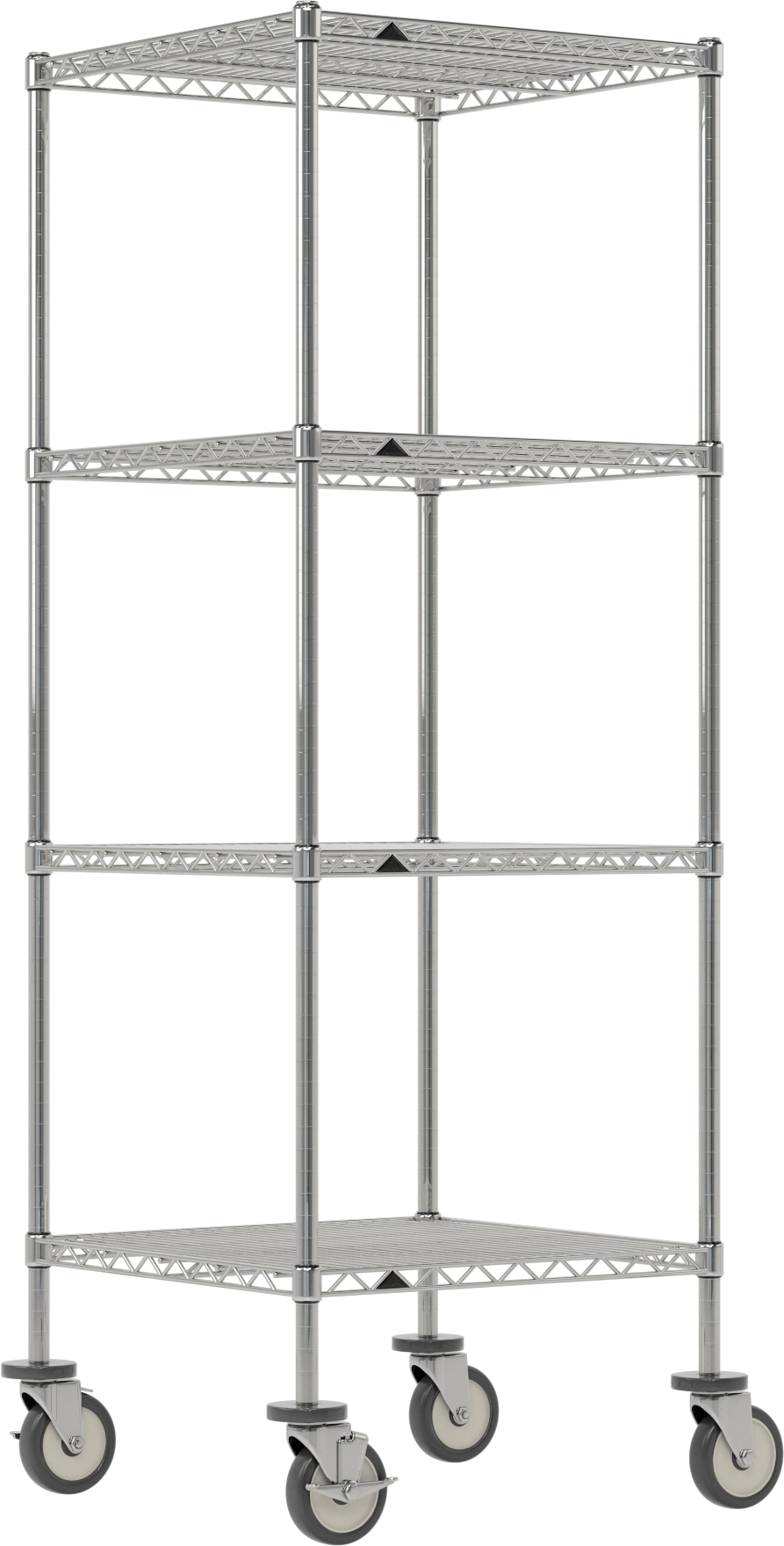 Mobil Ağır Hizmet Tipi Tel Raf, Bölünmüş Manşonlu ve 4 Raflı, Çelik, 24" x 69.5" x 24"