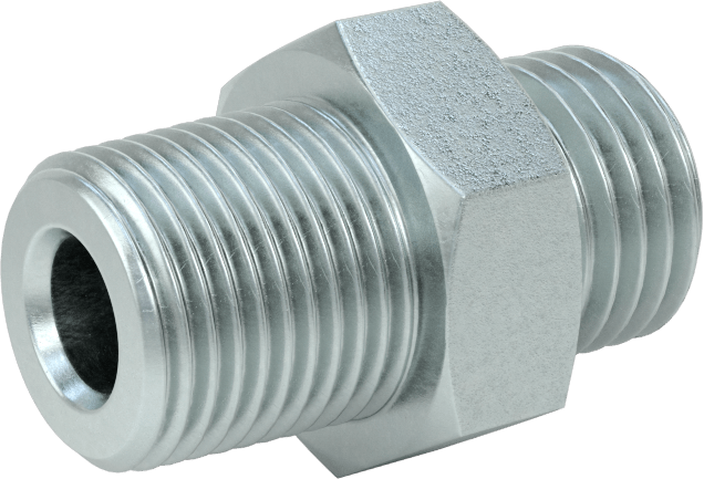 Hidrolik Sıvı için Çinko Kaplı Çelik Hortum Bağlantı Elemanı, Düz Adaptör, 3/8 BSPP Erkek x 3/8 NPT Erkek