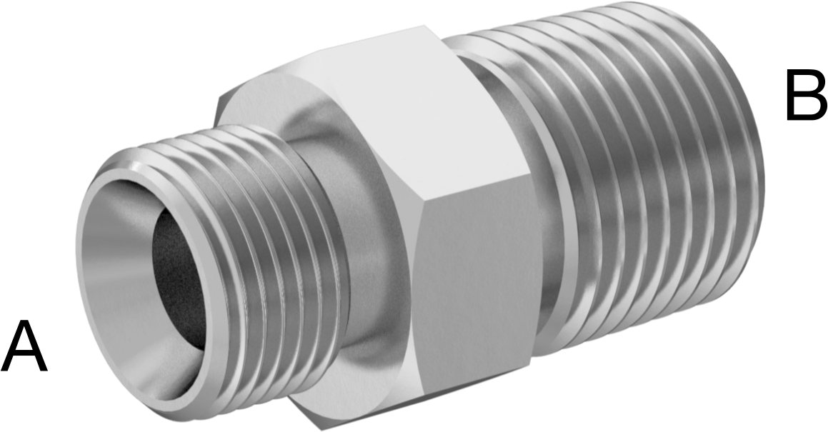 Hidrolik Sıvı için Çinko Kaplı Çelik Hortum Bağlantı Elemanı, Redüksiyon Adaptörü, 3/8 BSPP Erkek x 1/2 NPT Erkek