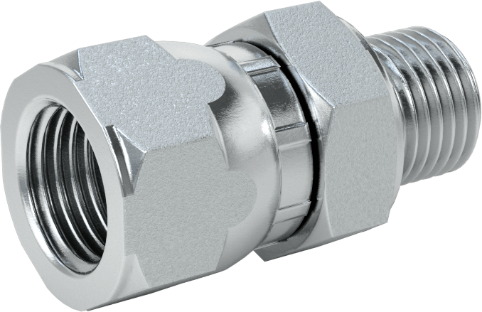 Hidrolik Sıvı için Çinko Kaplı Çelik Hortum Bağlantı Elemanı, 1/4 BSPP Erkek x 9/16"-18 Dişi 37 Derece Genişletilmiş Boru
